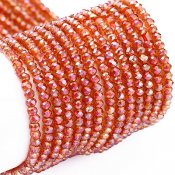 SMALL faceted glass beads, 2x1.5mm abacus, reddish brown AB