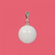 Round pendant with bail, 13x23mm, natural snow quartz
