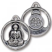 TierraCast Buddha pendant, 21x24mm, silver-plated