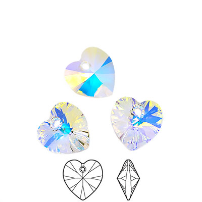 Swarovski berlocker, 10mm hjärtan, crystal AB