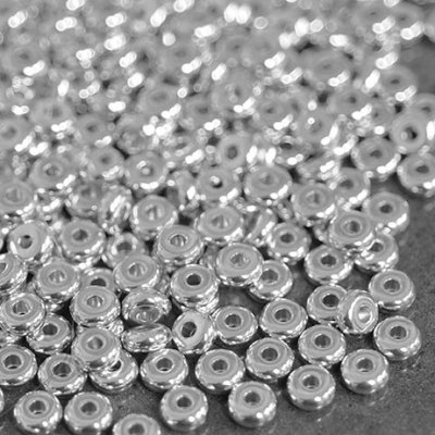 Spacers/rondelle beads, stainless steel, approx. 6mm