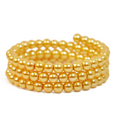 Vaxade glaspärlor, 6mm, honung beige