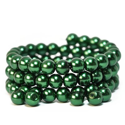 Vaxade glaspärlor, 8mm, mörkgröna