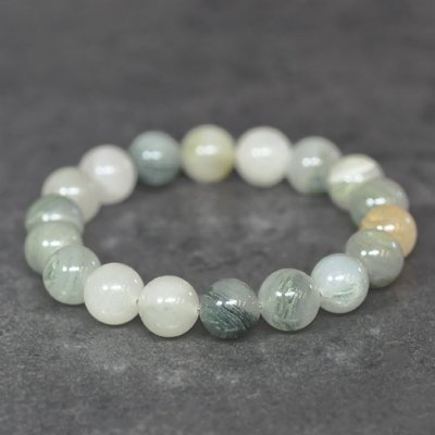 Natural pale silver green quartz, 10.2-10.5mm round beads
