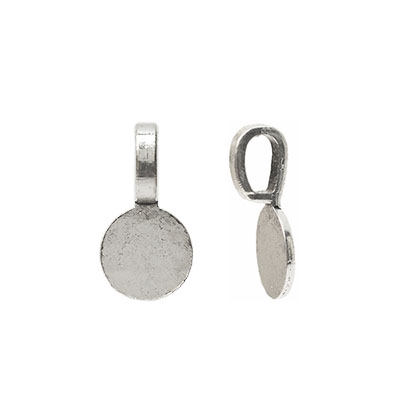 Glue-on bails/berlockhållare, antik silverfärg, 10x18mm