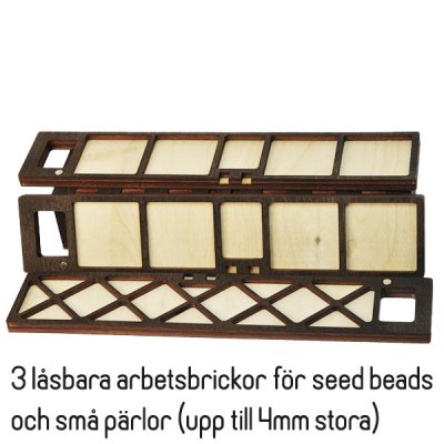 Exklusiva låsbara antispill-brickor för seed beads och små pärlor, mörkbruna