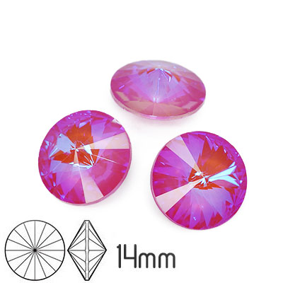 Aurora rivoli kristaller, 14mm, Crystal Lotus Pink DeLite