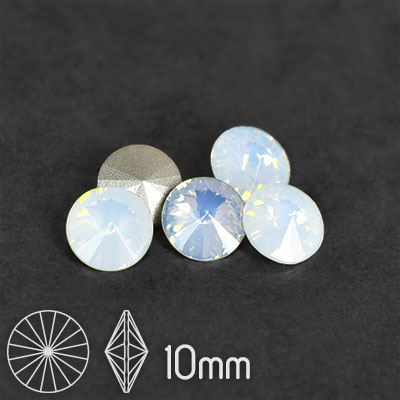 Aurora rivoli kristaller, 10mm (SS45), White Opal