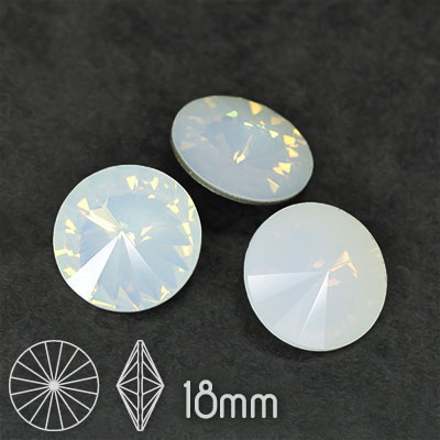 Aurora rivoli kristaller, 18mm, White Opal