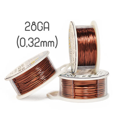Non-tarnish antique copper wire, 28GA (0,32mm thick)