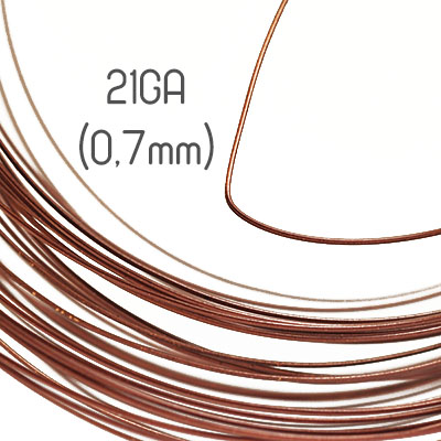 Halvrund non-tarnish antique copper wire, 21GA (0,7mm grov)