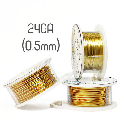 Non-tarnish gold wire, 24GA (0,5mm grov)