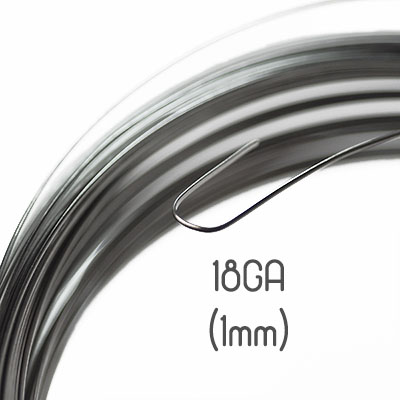 Halvrund non-tarnish stainless steel wire, 18GA (1mm grov)