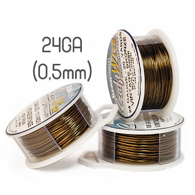 Non-tarnish vintage bronze wire, 24GA (0,5mm thick)