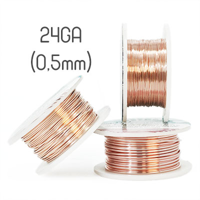 Non-tarnish roséfärgad wire, 24GA (0,5mm grov)
