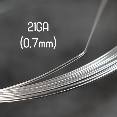 Halvrund non-tarnish silverpläterad wire, 21GA