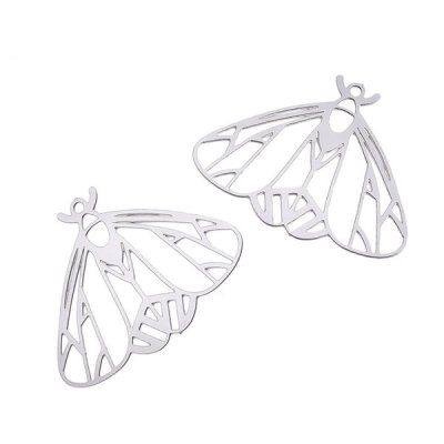 Berlocker, sirliga nattfjärilar, rostfritt kirurgiskt stål, ca 27x21mm