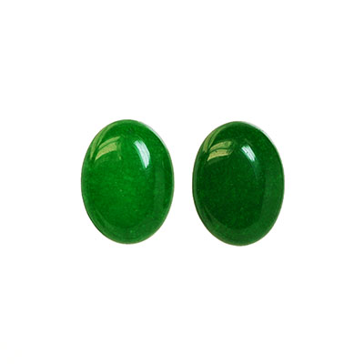 Cabochon, färgad Malaysia jade, grön, 15x20mm oval