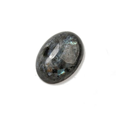 Cabochon, natural larvikite/grey labradorite, approx. 22x30mm