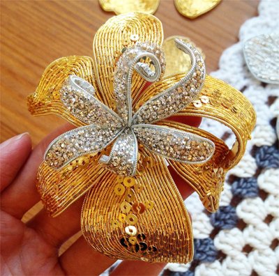 Check purl wire for bead embroidery, 1-1,5mm, gold, approx. 30-35cm x 3