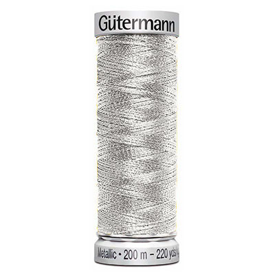 Gütermann metallic broderitråd, silverfärgad, 200m