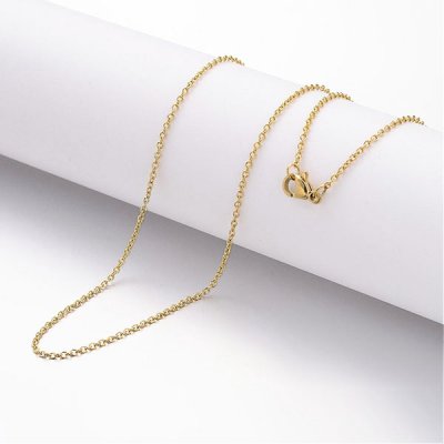 50cm twist chain necklace, dull gold-plated stainless surgical steel