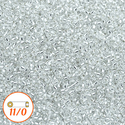 Miyuki seed beads 11/0, silver-lined crystal