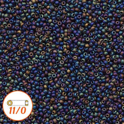 Miyuki seed beads 11/0, matte rainbow black