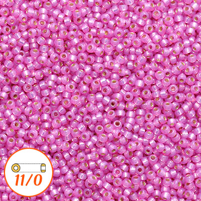 Miyuki seed beads 11/0, duracoat silver-lined Paris pink