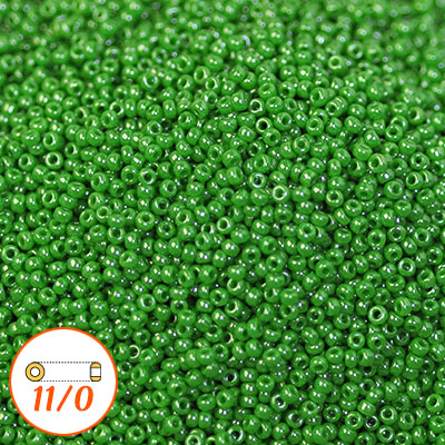 Miyuki seed beads 11/0, opaque jade green luster