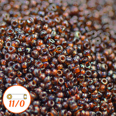 Miyuki seed beads 11/0, Picasso dark amber