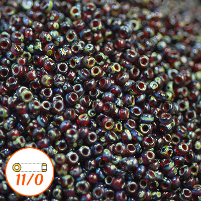 Miyuki seed beads 11/0, Picasso garnet