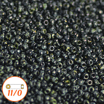 Miyuki seed beads 11/0, Picasso black