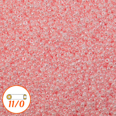 Miyuki seed beads 11/0, inside dyed pink ceylon