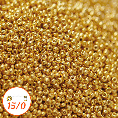 Miyuki seed beads 15/0, galvanized yellow gold