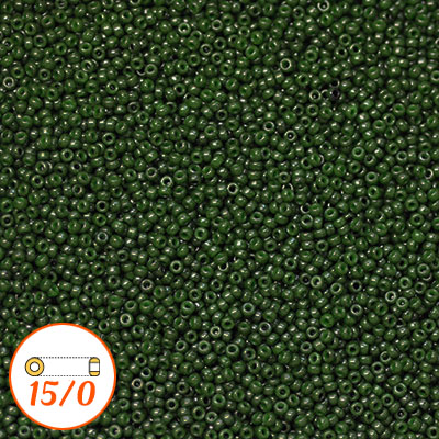 Miyuki seed beads 15/0, dyed opaque forest green