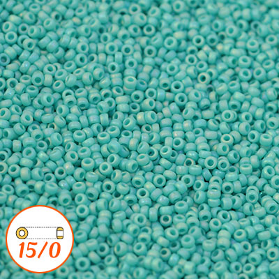 Miyuki seed beads 15/0, matte opaque turquoise AB