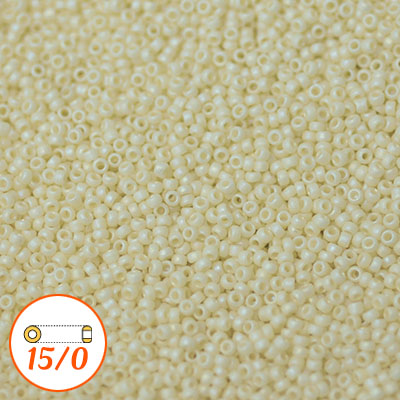 Miyuki seed beads 15/0, matte opaque cream AB