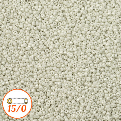Miyuki seed beads 15/0, opaque limestone luster