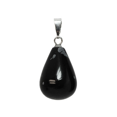 Droppformat hänge inkl. berlockhållare, 14x27mm, naturlig obsidian