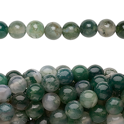 6mm round beads, natural moss agate