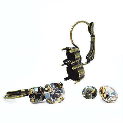 Brisyrkrokar med infattningar för 6mm och 8mm chatons, antik bronsfärg