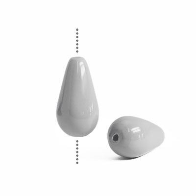 Droppformade Preciosa Nacre Pearls (premiumkvalitet), 15x8mm, Ceramic Grey