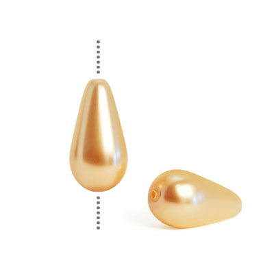Droppformade Preciosa Nacre Pearls (premiumkvalitet), 15x8mm, Gold
