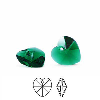 Preciosa berlocker, 10mm hjärtan, Emerald