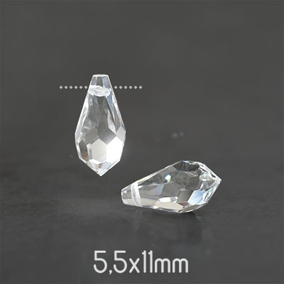 Preciosa drop pendants, 5.5x11mm, Crystal