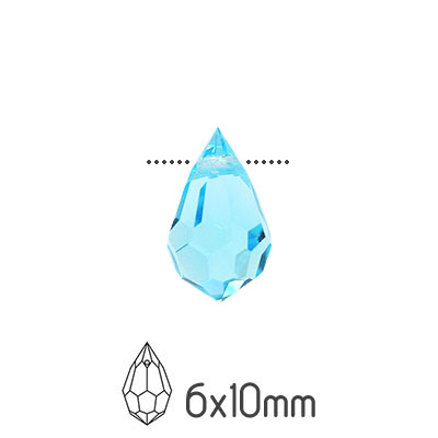 Preciosa drop pendants, 6x10mm, Aqua Bohemica