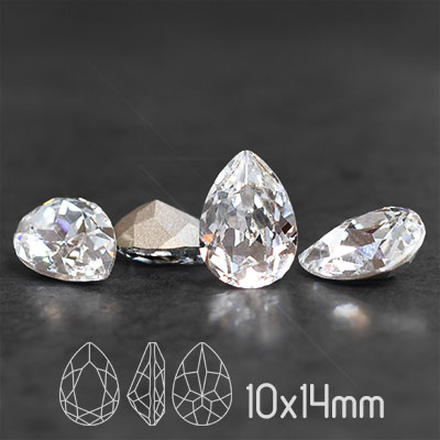 Preciosa kristall, 14x10mm Baroque Pear, Crystal