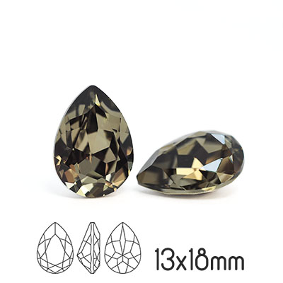Preciosa kristall, 18x13mm Baroque Pear, Black Diamond