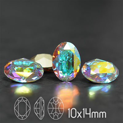 Preciosa kristall, 14x10mm MC Oval, Crystal AB